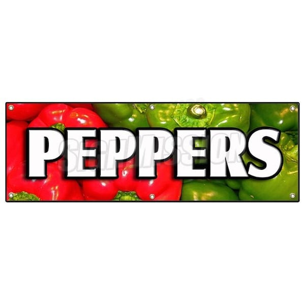 Signmission PEPPERS BANNER SIGN hot spicy sweet jalapeno green hot bell fresh banana B-72 Peppers - main